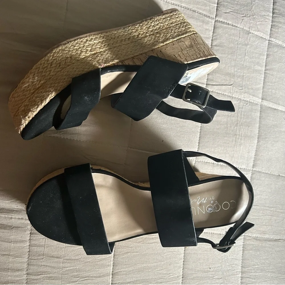 Coconut by Matisse Espadrille Wedge Black Strappy Sandal​​​